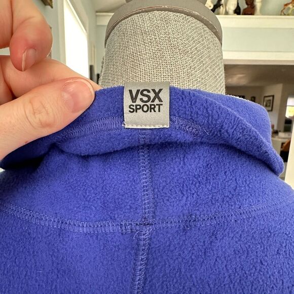 VSX Sport Victoria’s Secret Blue Mock Neck Fleece Pullover Sweatshirt Size Small - Picture 7 of 10